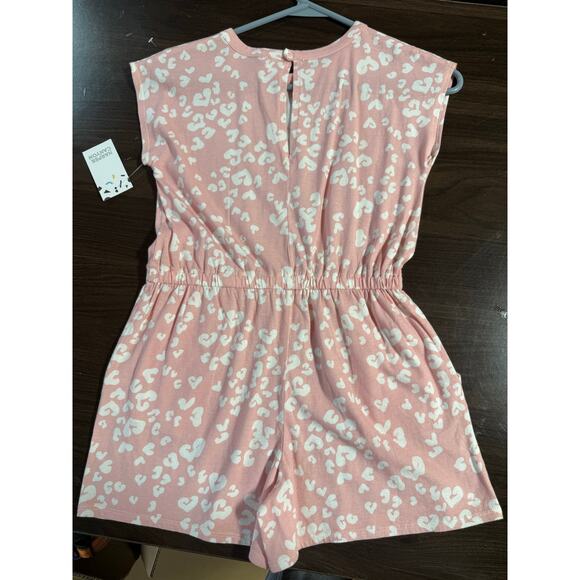 Harper Canyon Pink Leopard Hearts Romper- size 8 - Picture 1 of 3